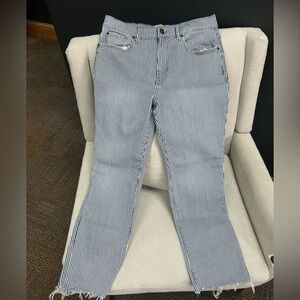 Kensie Black and White Striped Straight Leg Jeans